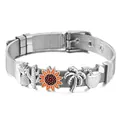 Silbernes Edelstahl-Mesh-Armband mit Sommer-Anhängern wie Kaktus und Ananas-Motiv - Silber