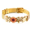 Goldenes Mesh-Armband mit tropischen Anhängern wie Ananas und Kaktus-Motiven - Gold
