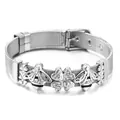 Silbernes Edelstahl-Netzarmband mit MOM-Kleeblatt- und Bienenanhängern, verstellbar - Silber Armband