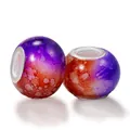 Harz-Charm-Perle mit lila-orangefarbenem Farbverlauf und Silberkern für Armbänder - Purple Red Gradient