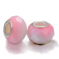 Rosa facettierte Harzperlen mit Silbermetallkern für DIY Schmuckarmbänder und Ketten - Standard-Großloch / Perlrosa (003)
