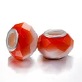 Facettierte Harzperlen mit orange-weißem Farbverlauf und großem Metallkernloch - Standard-Großloch / Orange-Weißer Verlauf (002-Liyao)