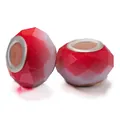 Facettierte Harzperle mit großem Loch, rot-rosa Farbverlauf und silbernem Metallkern - Standard-Großloch / Rot-Rosa Farbverlauf (001)