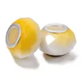 Facettierte Harzperlen mit großem Loch in Gelb und Weiß gefleckt für DIY Schmuck - Standard-Großloch / Gelb-weiß gepunktet (008)