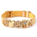 Golden 10mm stainless steel mesh bracelet with star and #1 MOM charms for women - Gold #1MOM