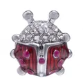 Ciondolo coccinella in argento con smalto rosso e pavé di cristalli per bracciali a perline - Coccinella in Smalto Rosso Nero (003) / 1 Pezzo/Confezione