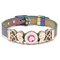 Regenbogen-Mesh-Armband mit roségoldenem Best Friend Herzanhänger und rosa Kristall - Best Friend Thema (011)