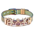 Regenbogen-Edelstahl-Mesh-Armband mit roségoldenen Anhängern und Seesternen - Seestern Schlüssel Kombi (010)