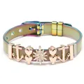 Regenbogenfarbenes Mesh-Armband mit roségoldenen Anhängern und funkelndem Stern-Detail - Anker Sternschnuppe Kombi (012)