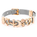 Adjustable stainless steel mesh bracelet with rose gold charms featuring star and heart - Silver Strap With Rose Gold Charms (DL004)