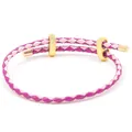Pink and purple braided leather bracelet with adjustable gold sliding metal buckles - Pink Purple Gold Buckle / 16cm