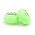 Faceted fluorescent green resin beads with silver metal core for DIY bracelets - Normal Specification / Neon Green Faceted (044)