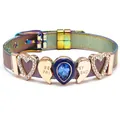 Regenbogenfarbenes Mesh-Armband mit Best-Friend-Herzen und blauem Edelstein - Bestie Edelstein Herz (031)