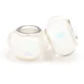Iridescent white resin large hole charm beads with silver cores for DIY jewelry making - Normal Specification / Iridescent White (007)