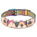 Regenbogen-Mesh-Armband mit Einhorn- und Regenbogen-Anhängern und Roségold-Akzenten - Einhorn Regenbogen (019)