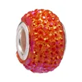 Oranje en roze gradiënt kraal met fonkelende steentjes en metalen kern voor DIY-sieraden - Normale Specificatie / Oranjerood Verloop Pavé (019)