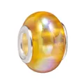 Amberkleurige iriserende harskraal met groot gat en zilveren metalen kern voor DIY - Normale Specificatie / Iridescent Oranje (027)