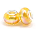 Iridescent yellow glass beads with silver metal cores for DIY charm bracelets - Normal Specification / Yellow Aurora (020)