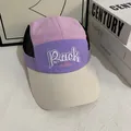 Gorra de béisbol de malla rosa y morada con bordado Back In Time para protección solar al aire libre - M(56-58cm) / Púrpura
