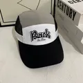 Gorra de béisbol de malla patchwork con bordado para protección solar al aire libre - M(56-58cm) / Blanco