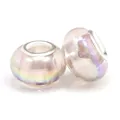 Iridescent pink and purple glass beads with silver large-hole core for DIY jewelry - Normal Specification / Pink Purple Gradient Iridescent (026)