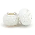 DIY resin charm bead with frosted white texture and silver metal rings for bracelets - Normal Specification / White Crystal (028)