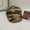 Vintage camouflage five-panel camper hat with tiger stripe pattern on a minimalist desk - M(56-58cm) / Sand Tiger Stripe Camo