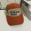 Detalle de gorra de béisbol con diseño color-block y bordado en tela de secado rápido - M(56-58cm) / Naranja (Naranja Verde Caqui)