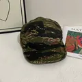Detail of 5-panel tiger stripe camo camping hat with durable fabric and flat brim - M(56-58cm) / Jungle Tiger Stripe Camo
