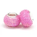 Pink rhinestone pavé large hole beads for DIY bracelets and jewelry making - Normal Specification / Pink Pave Rhinestone (029)