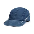 Berretto da baseball in denim blu lavato con bordi sfilacciati dal design vintage - M / Blu scuro