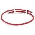 Red braided leather bracelet featuring adjustable silver-tone metal slides and clasps - Red With Silver Buckle / 16cm