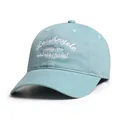 Detalle de gorra de béisbol de algodón azul claro con bordado blanco y tejido fino - M (56-58cm) / Azul lago