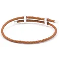 Brown braided leather bracelet with adjustable silver sliding clasp for women - Brown Strap Silver Buckle / 16cm