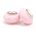 Light pink faceted resin beads with silver metal core for DIY bracelets and jewelry - Normal Specification / Pink Matte Faceted (039)