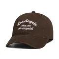 Detalle del bordado blanco en una gorra de béisbol de algodón marrón oscuro vintage - M (56-58cm) / Café