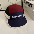 Camper Hat im Contrast Panel Design mit Nantucket-Print und flachem Schirm - M (56-58cm) / Marineblau Color Block