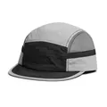 Close-up of a five-panel mesh camping hat with breathable side panels and contrast stitching - M / Black