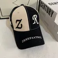 Close-up of contrast letter embroidery and cotton twill texture on a baseball cap - M (56-58cm) / Black (Contrast Beige)