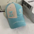 Blue and beige contrast embroidery baseball cap with 3D letters Z and R stylish design - M (56-58cm) / Lake Blue (Contrast Beige)