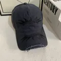 Distressed dark grey baseball cap with flame embroidery and frayed magic club details - M (56-58cm) / Navy Blue