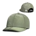 Detail view of olive green ripstop fabric and adjustable buckle on a foldable baseball cap - M (56-58cm) / Green