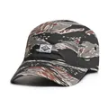Gorra camp de cinco paneles de camuflaje de rayas de tigre con parche de marca - M / Marrón Oscuro