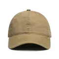 Detalle de la gorra de béisbol de algodón caqui con costuras de seis paneles y ojales - M (56-58cm) / Caqui