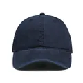 Vista detallada de gorra de béisbol de lona lavada azul oscuro con visera curva y costura - M (56-58cm) / Azul marino