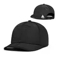 Detail view of black breathable ripstop nylon fabric and adjustable buckle on baseball cap - M (56-58cm) / Black