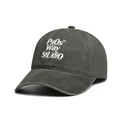 Detalle del bordado blanco en una gorra de béisbol de algodón lavado en gris antracita - M / Gris oscuro