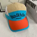 Gorra de béisbol de malla transpirable con paneles en contraste caqui azul y visera naranja - M (56-58cm) / Ala Naranja