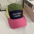Five-panel contrast color quick-dry baseball cap for outdoor sun protection and style - M (56-58cm) / Rose Red Brim