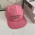 Pink quick-dry camper hat with cute cat embroidery and wide flat brim for women - M(56-58cm) / Pink